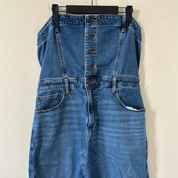 American Eagle Denim Tube Top Midi Dress Medium Wash Size 12 - Picture 4 of 12